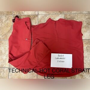 FIGS CORAL Scrub Top and Pants Set